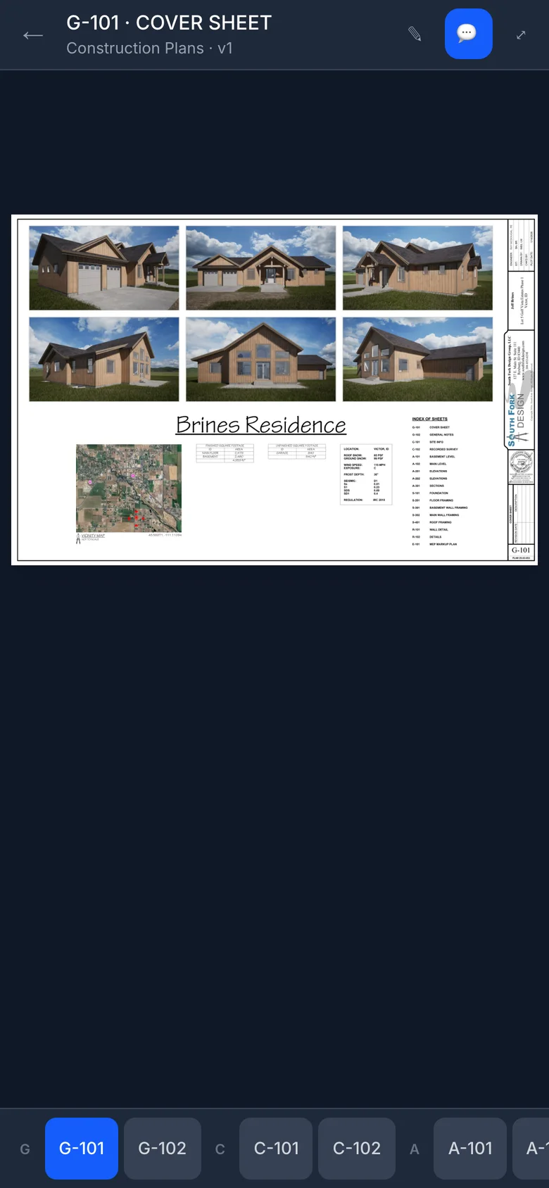 The Henley build cover sheet in the plan viewer on a phone